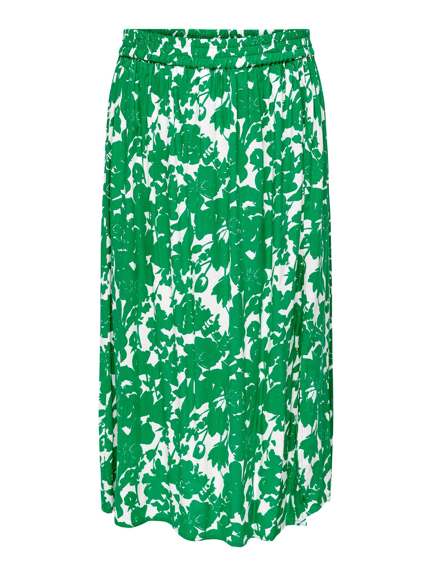 Car GRETHA - Lang viskose nederdel med det smukkeste grønne print fra Only Carmakoma