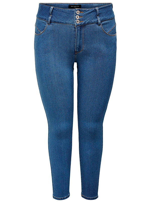 ANNA - Medium blå strækbar højtaljet jeans fra Only Carmakoma