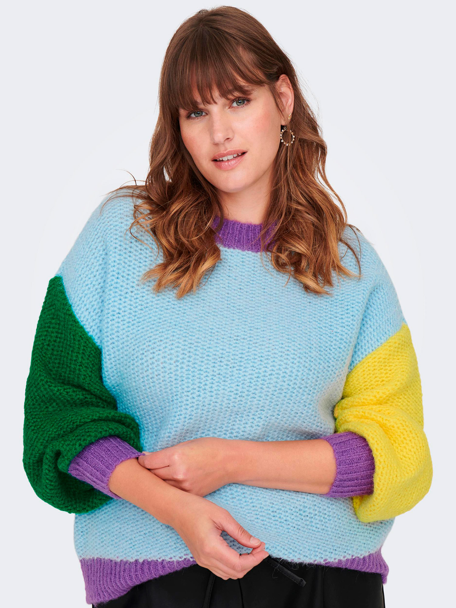 ALYSSA - Strik bluse i multi farvet fra Only Carmakoma