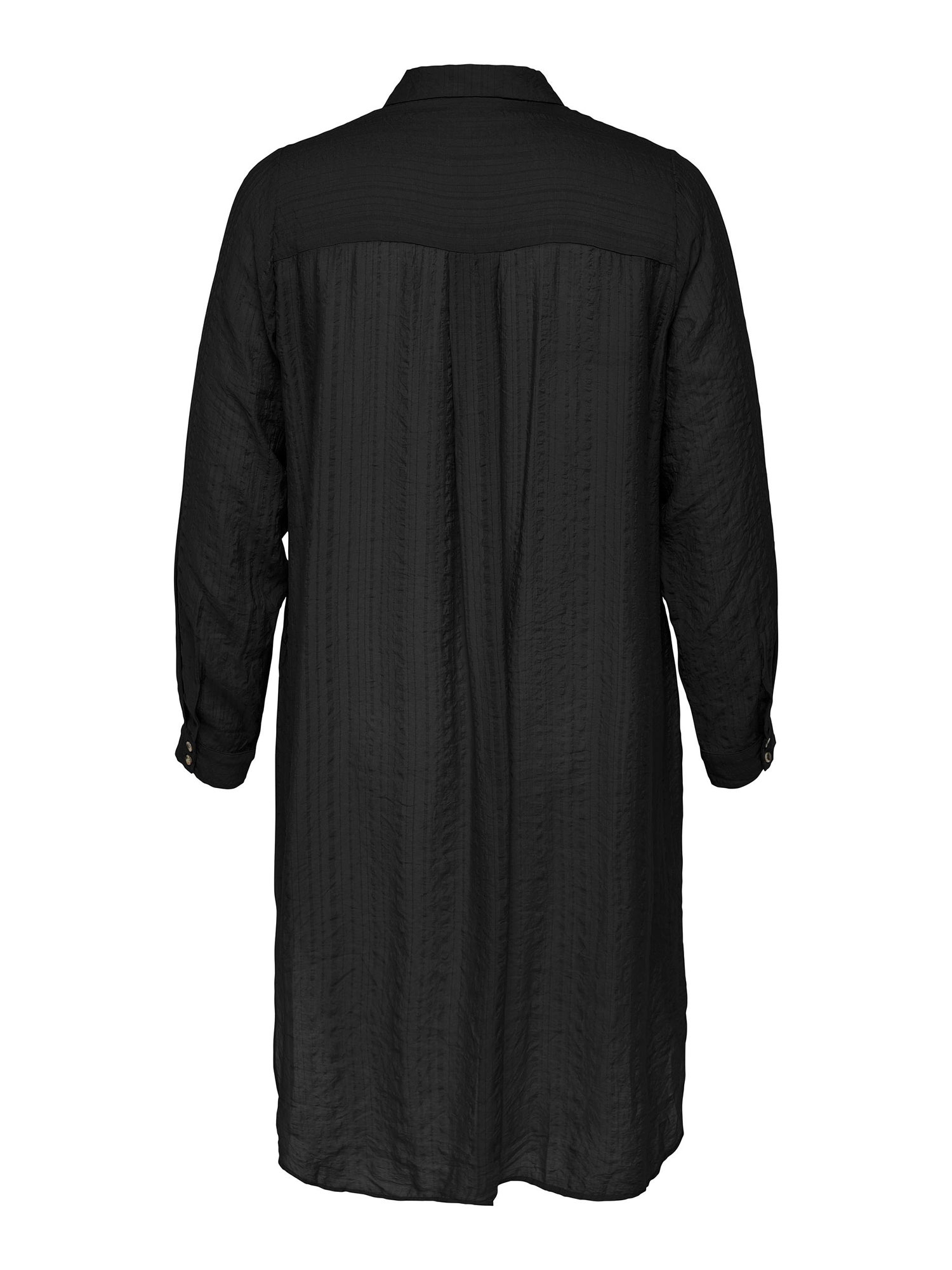 Car VANDA - Lang sort skjorte kjole i let viskose med stribet struktur fra Only Carmakoma