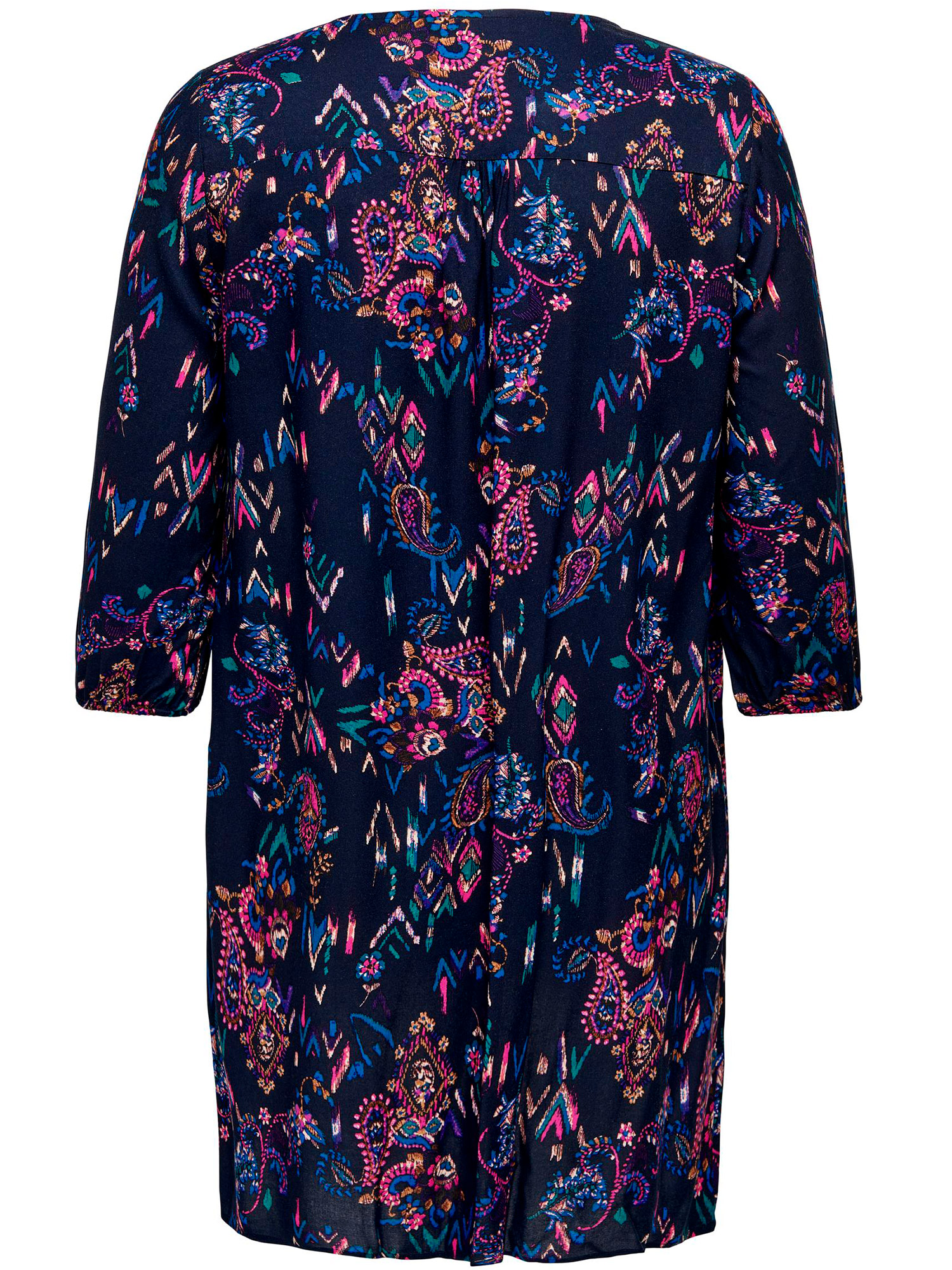 SHANNI - Mørkeblå viskose kjole med print fra Only Carmakoma