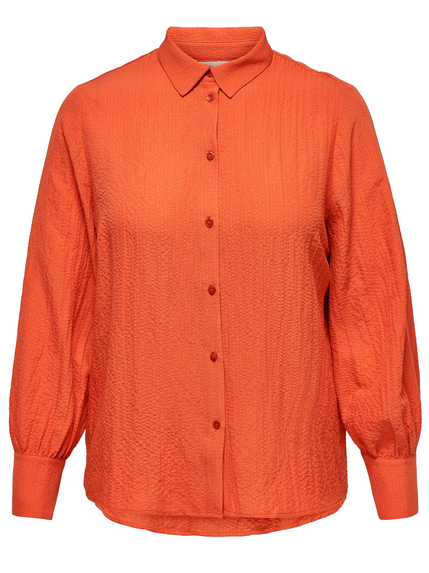 ELVIRO - Orange skjorte med flot struktur fra Only Carmakoma