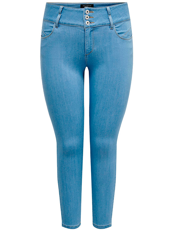 ANNA - Lyseblå strækbar højtaljet jeans fra Only Carmakoma