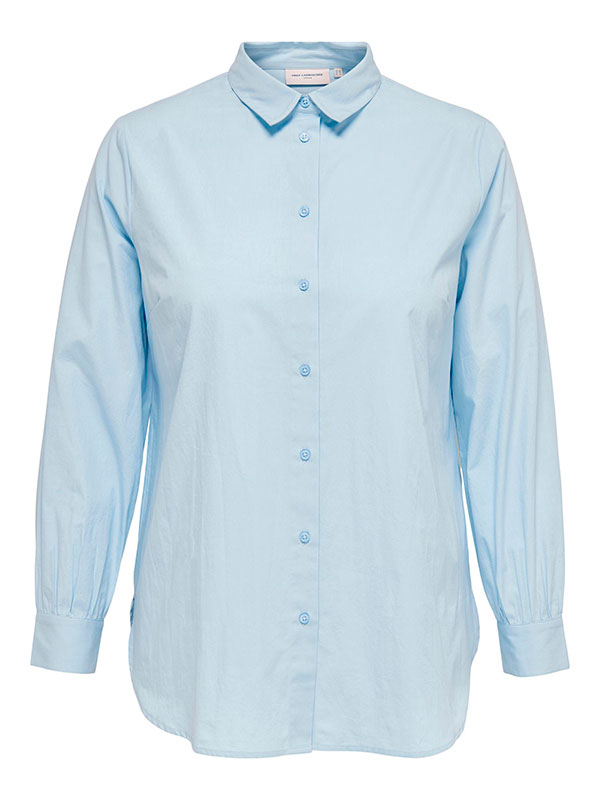 NORA - Lyseblå bomulds skjorte fra Only Carmakoma