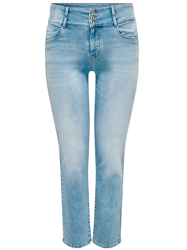 ANNA - Lyseblå strækbar højtaljet jeans fra Only Carmakoma