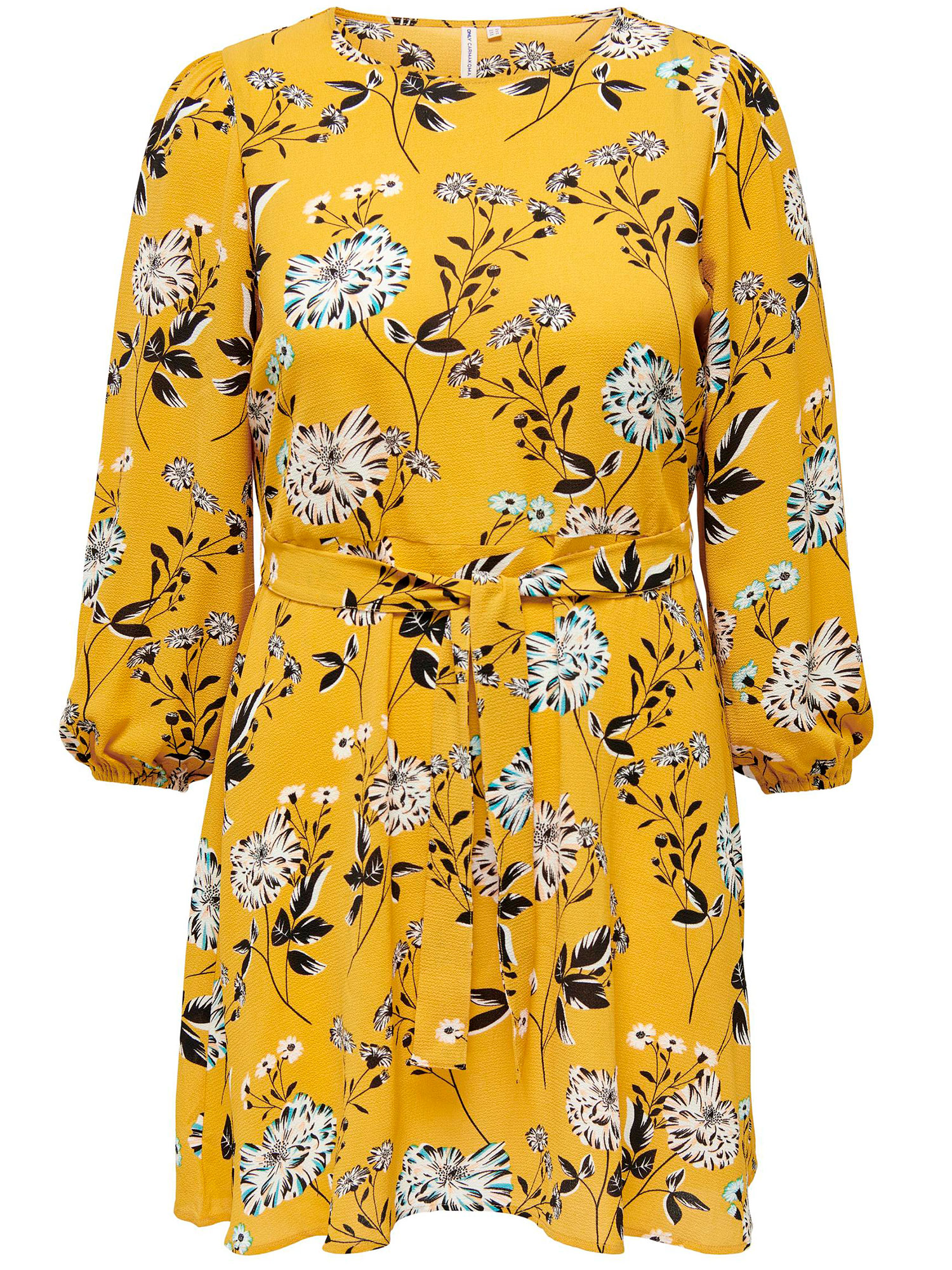 LUXMIE - Gul kjole med blomster print fra Only Carmakoma