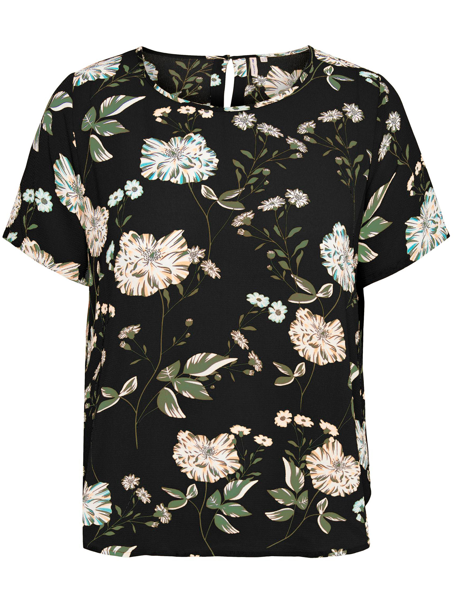 LUXMIE - Sort bluse med blomster print fra Only Carmakoma