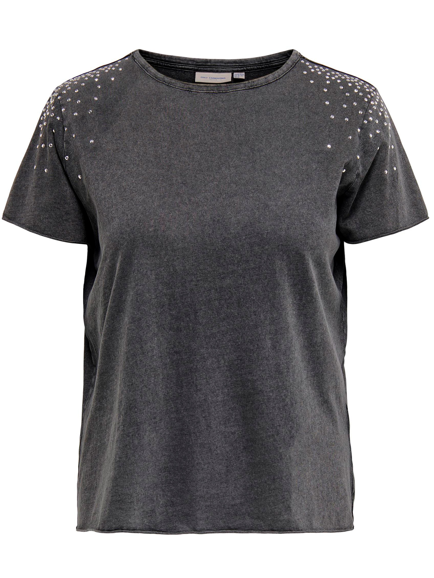 MIKO - Sort bomulds t-shirt med nitter på skulderne fra Only Carmakoma