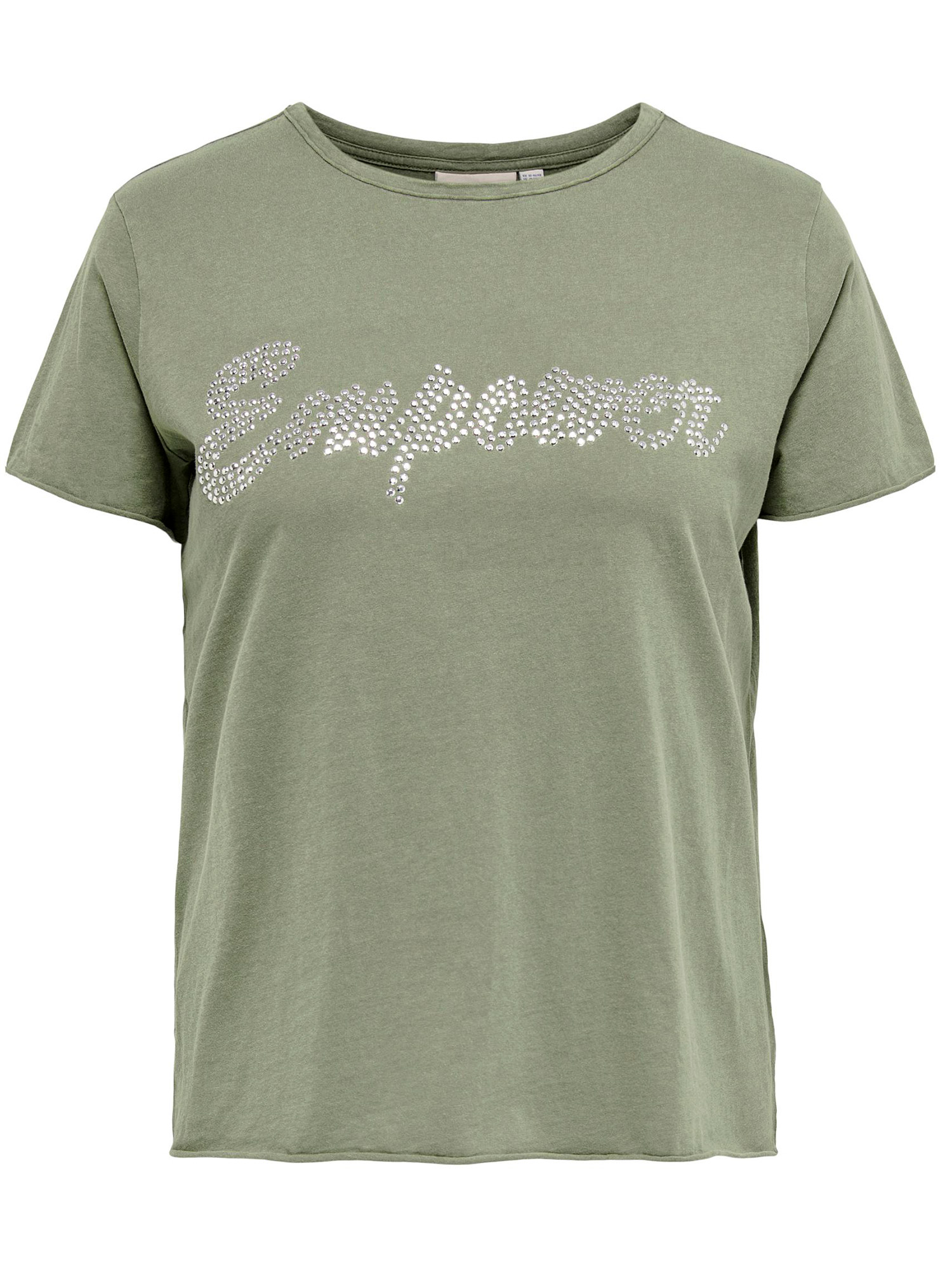 MIKO - Grøn bomulds t-shirt med nitte tryk fra Only Carmakoma