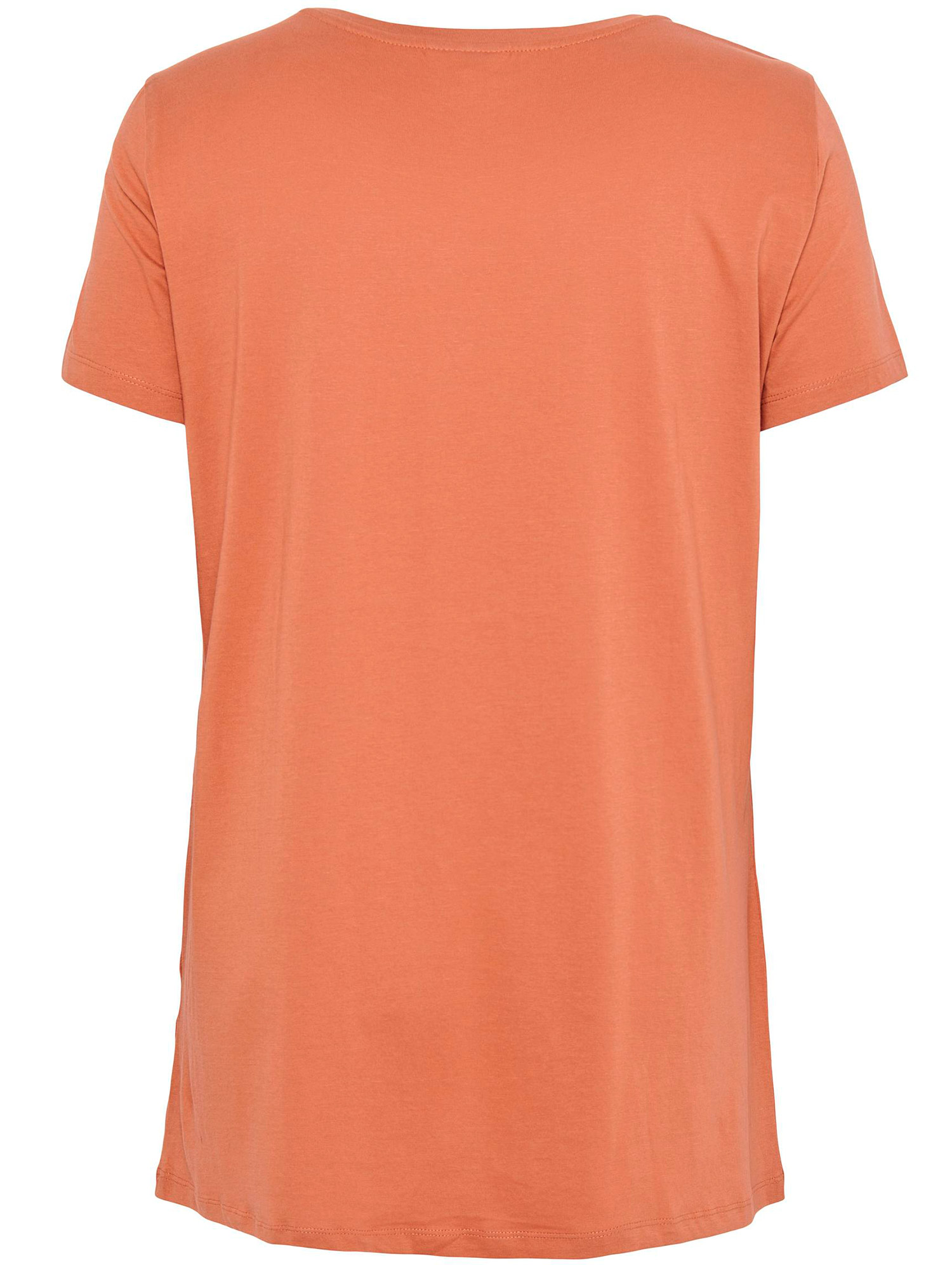MOLLIE - Rødbrun bomulds t-shirt med hvid tryk fra Only Carmakoma