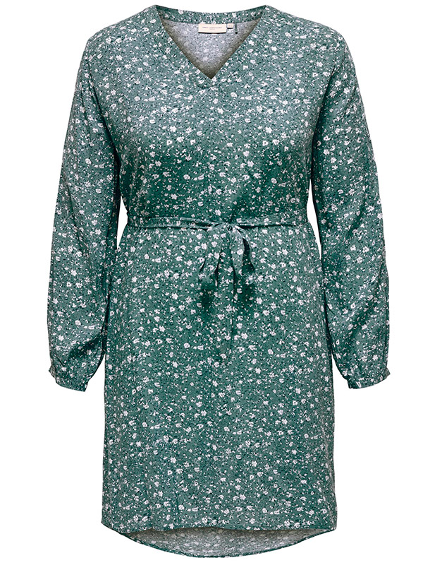 PHILINA - Grøn viskose kjole med små blomster fra Only Carmakoma