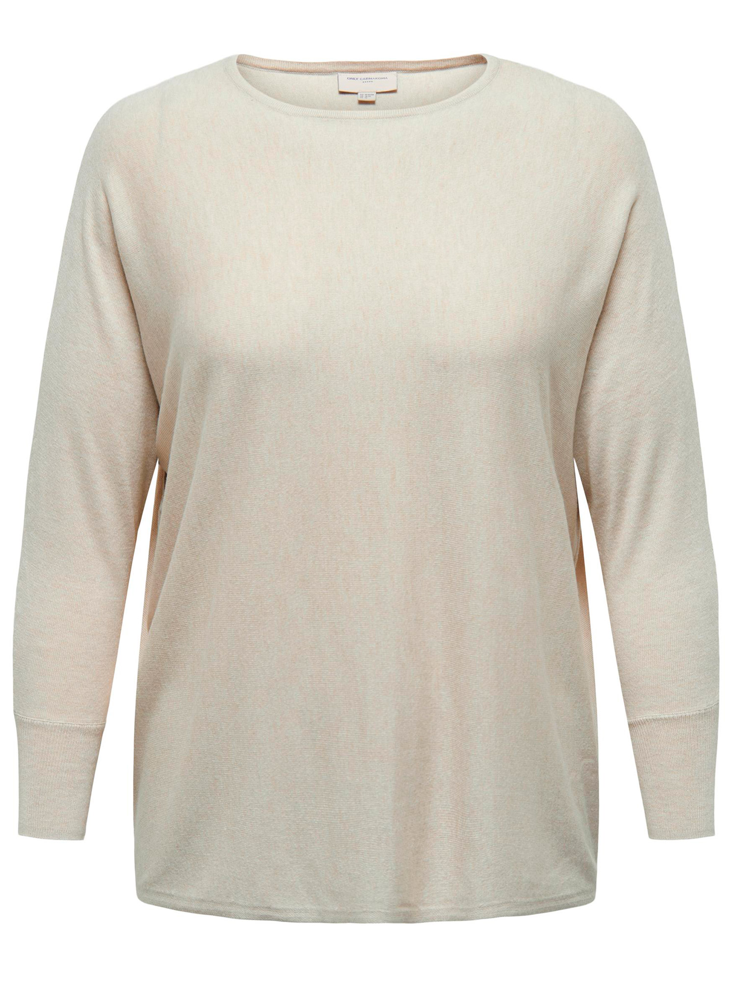 ALONA - Beige oversize bluse i fin strik fra Only Carmakoma