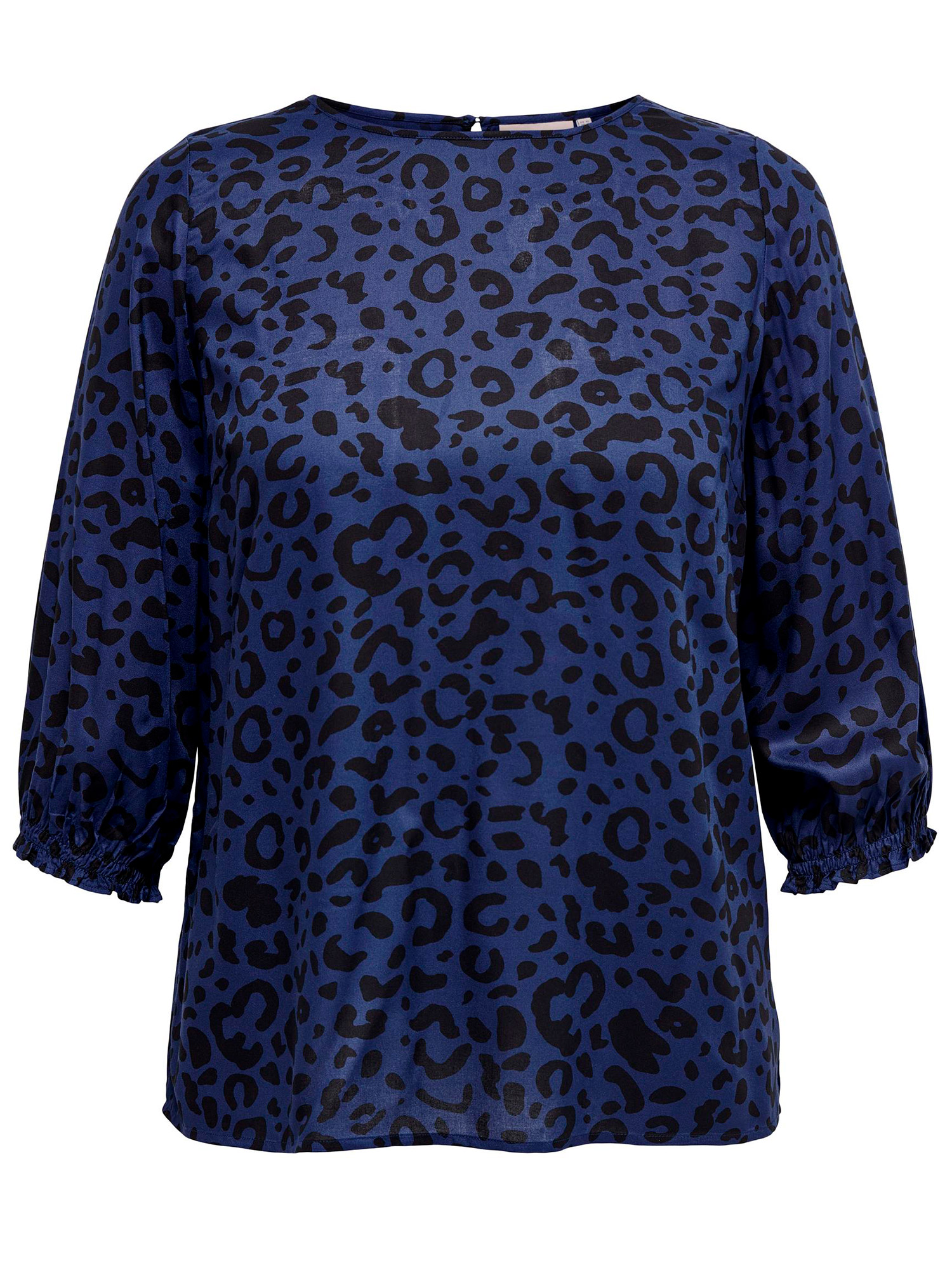 NADINA - Mørkeblå viskose bluse med sort mønster fra Only Carmakoma