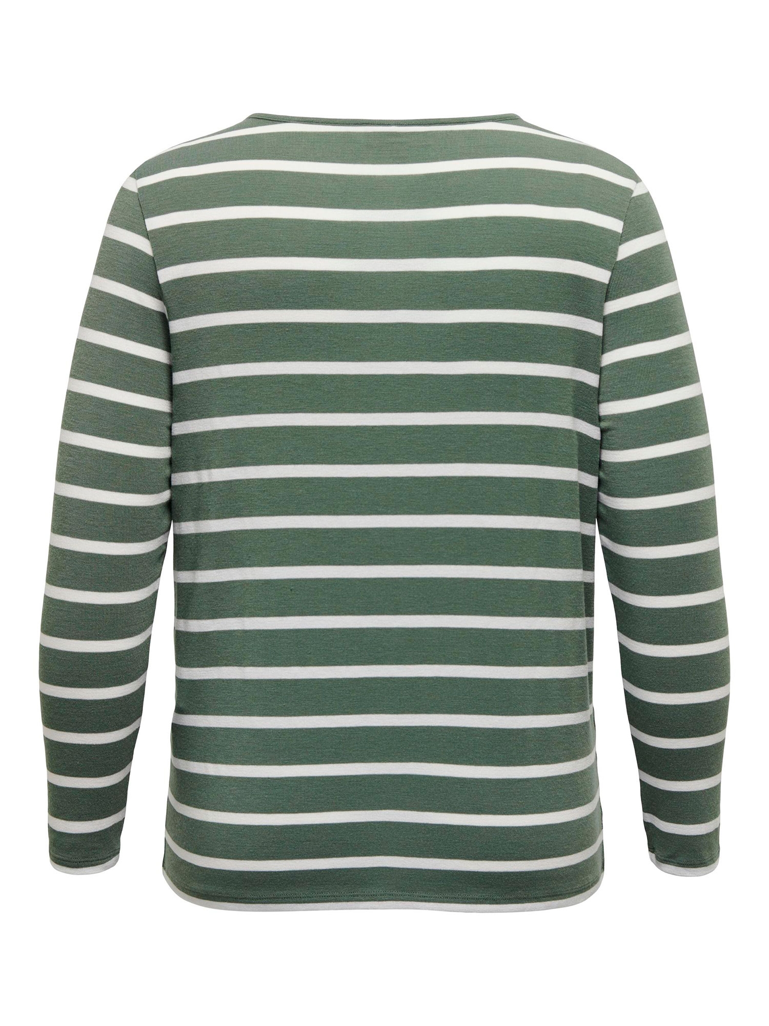 ELKE - Langærmet jersey bluse med grønne og hvide striber fra Only Carmakoma