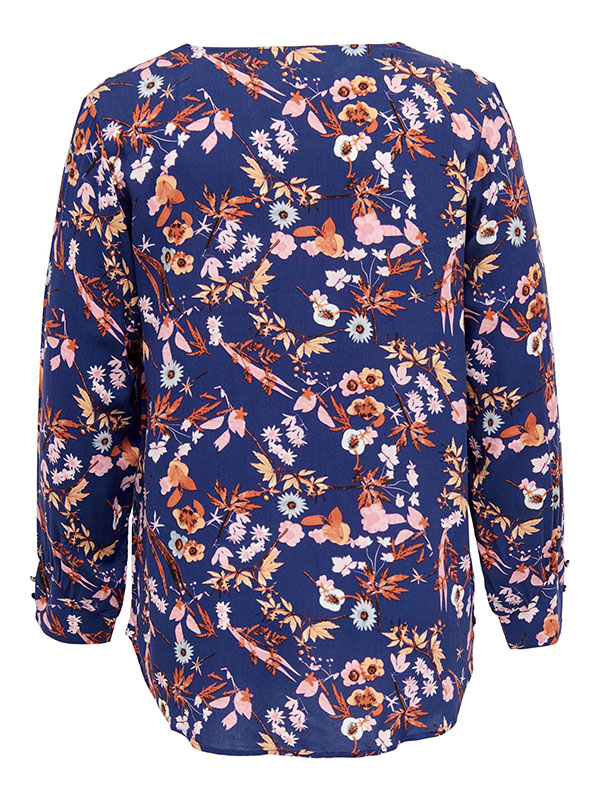 NOVA - Blå skjorte med blomsterprint fra Only Carmakoma