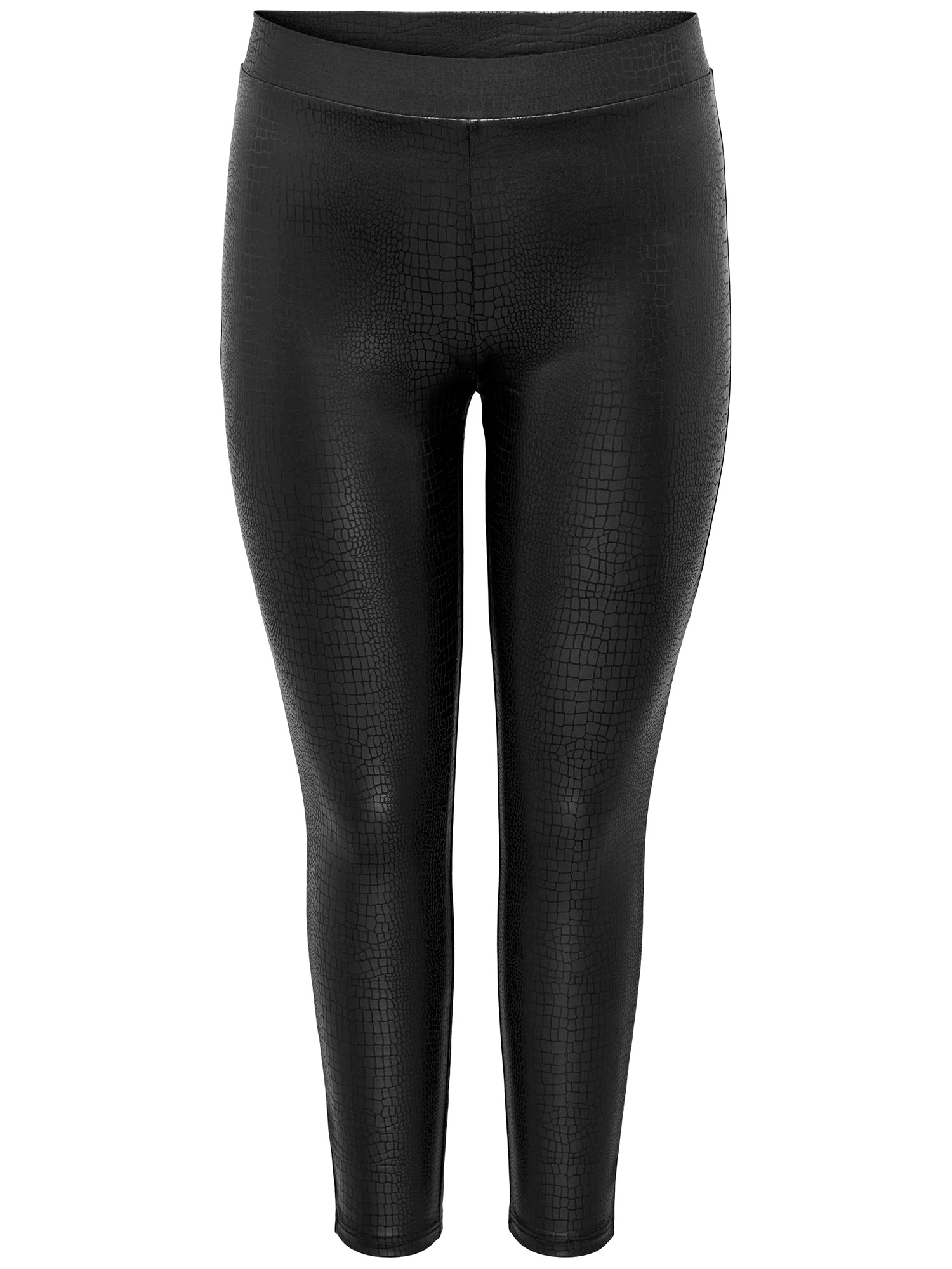 SANIRA - Sorte leggings i læder look og dyre print fra Only Carmakoma