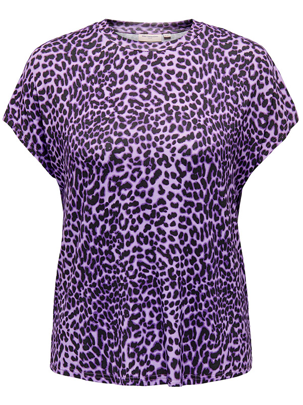 LEOPARDI - Lilla jersey bluse med dyreprint fra Only Carmakoma