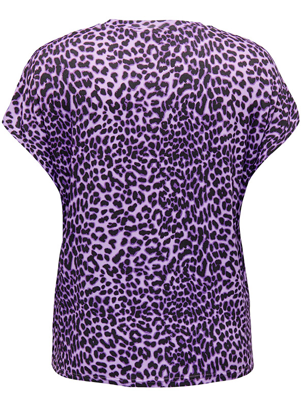 LEOPARDI - Lilla jersey bluse med dyreprint fra Only Carmakoma