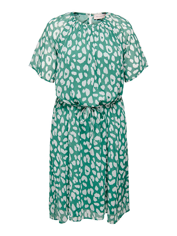 VICTORA - Grøn kjole med leopardprint i to lag fra Only Carmakoma