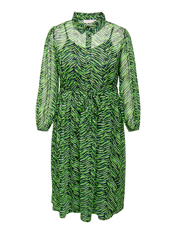 TRINA - Kjole med grønt print i to lag fra Only Carmakoma