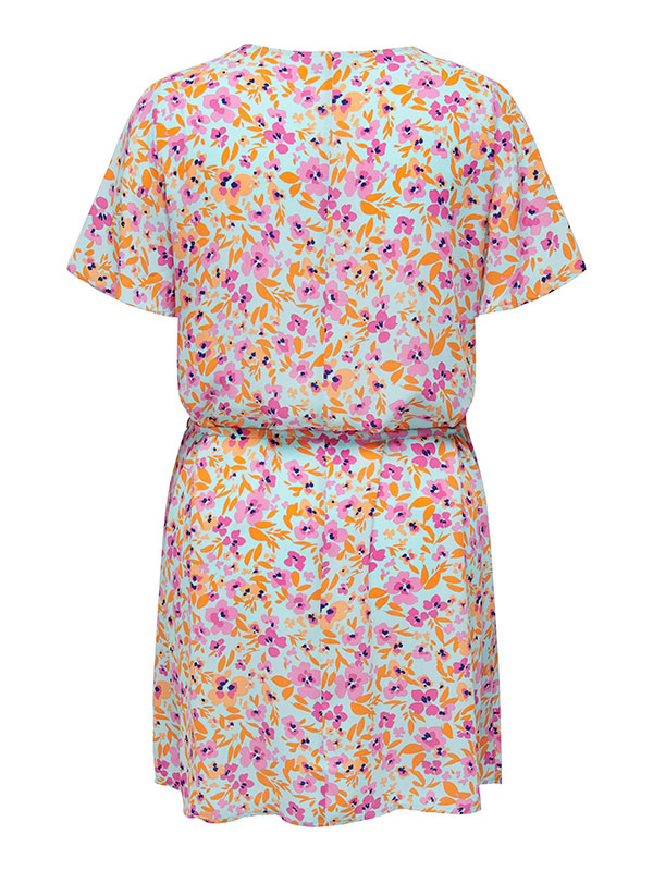 RONYA - Lys turkis kjole med blomsterprint fra Only Carmakoma