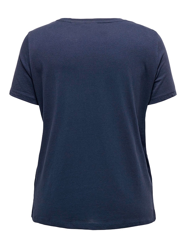 SNOOPY - Marine blå bomulde T-shirt med nuser print fra Only Carmakoma