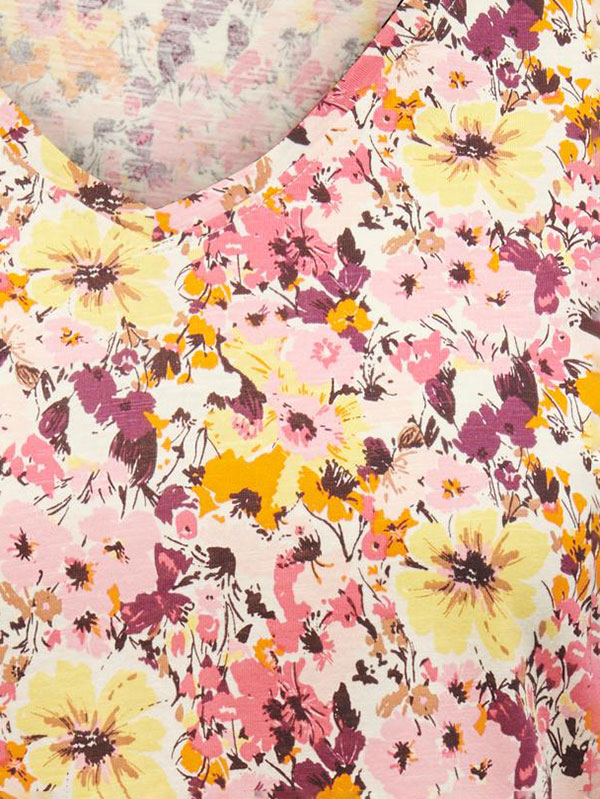 FLOR - Lyserød bomulds bluse med V-hals fra Only Carmakoma