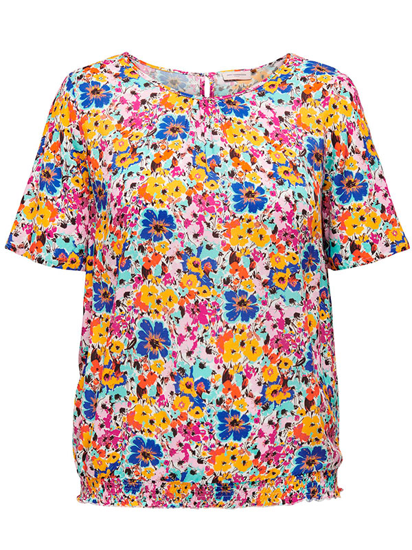 MAZING - Viskose bluse med elastikkant i blomster print fra Only Carmakoma