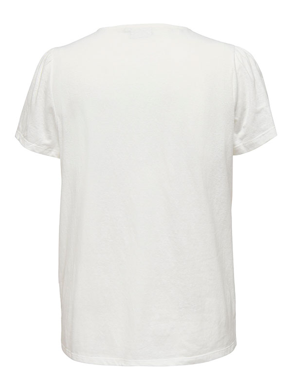 VILLA - Hvid jersey bluse med broderi fra Only Carmakoma