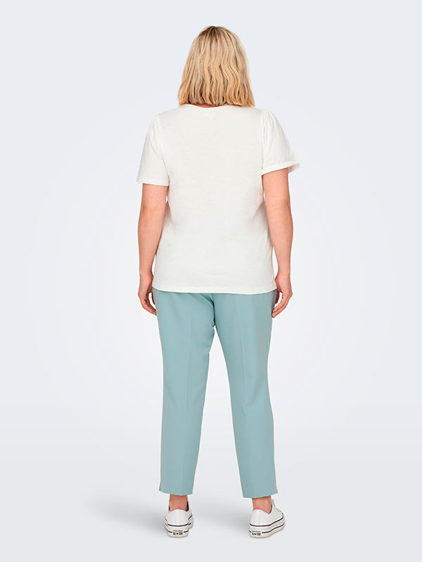VILLA - Hvid jersey bluse med broderi fra Only Carmakoma