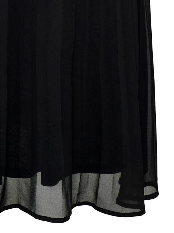 CELINA - Sort kjole i to lag med bindebånd og trompetærmer fra Only Carmakoma
