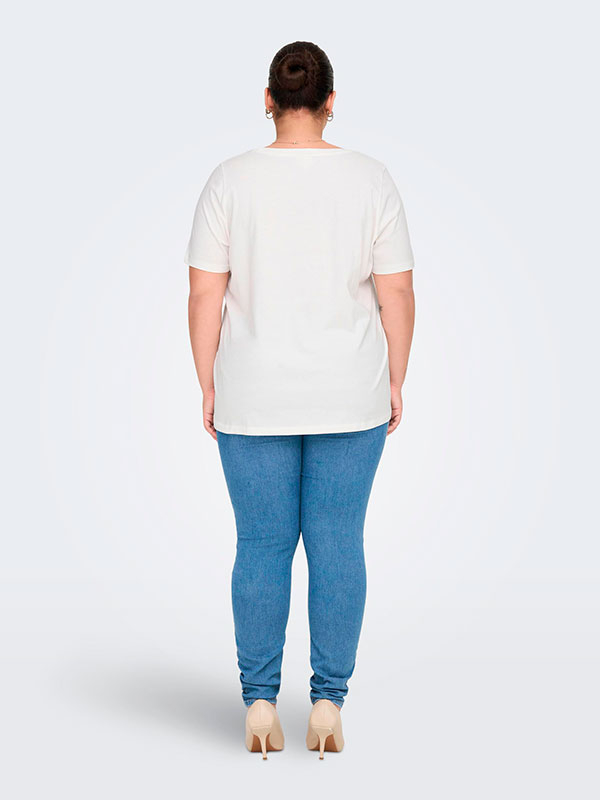 CALANDRA - Hvid bomulds T-shirt med print  fra Only Carmakoma