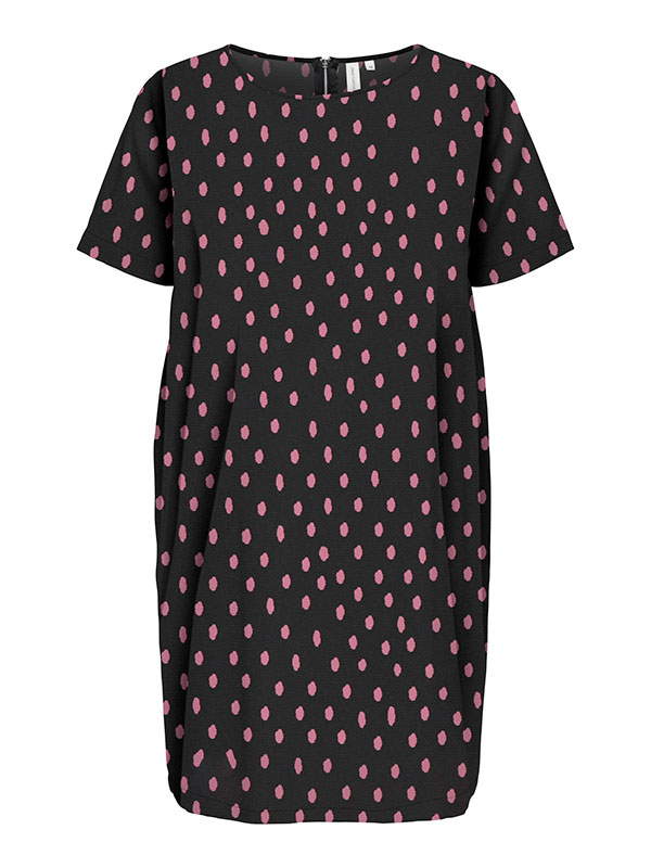LUX IVA - Sort kjole med pinke dråber fra Only Carmakoma