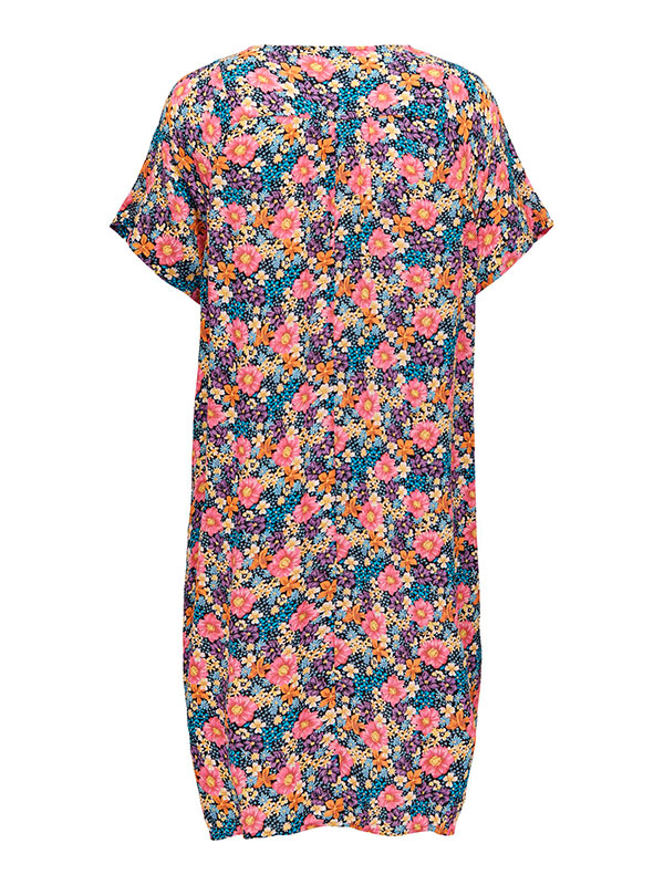 KATJA - Marineblå viskose kjole med blomsterprint fra Only Carmakoma