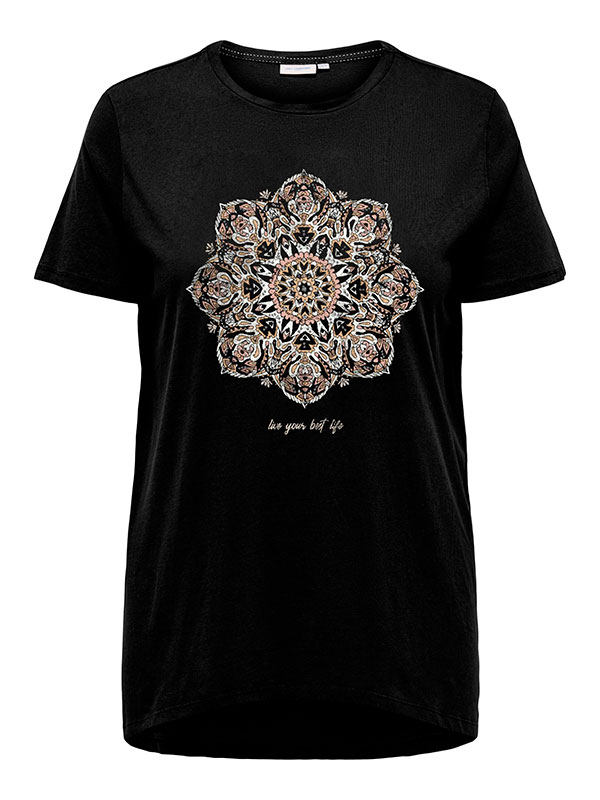 MIKO - Sort bomulds t-shirt med print fra Only Carmakoma