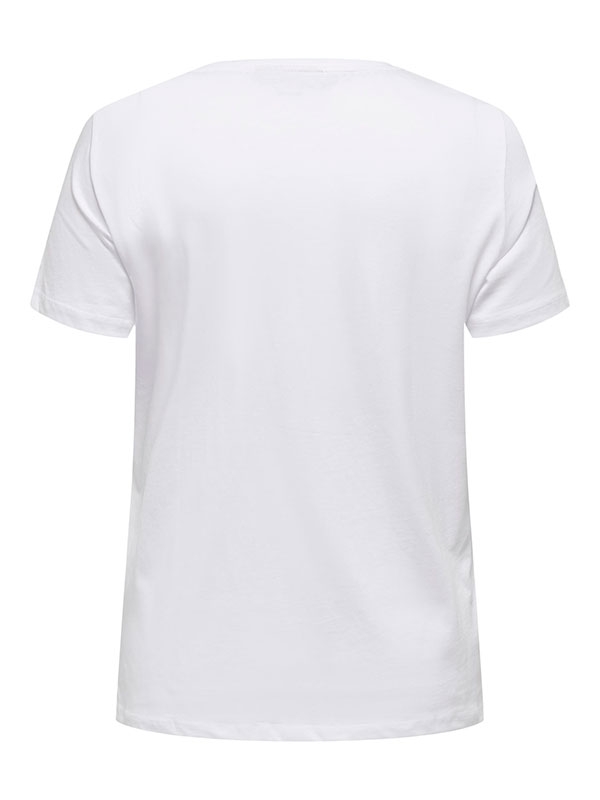 KITI LIFE - Hvid bomulds T-shirt med glimmer palietter fra Only Carmakoma