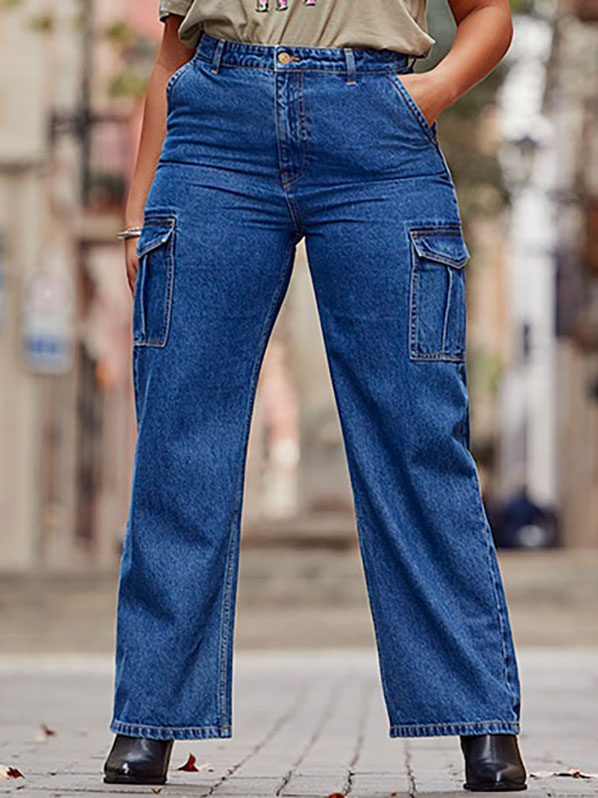 Opsætning Styrke Efterforskning Only Carmakoma HOPE - Blå jeans med brede ben