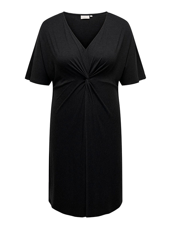 PILI - Mørk grå jersey kjole med V-hals fra Only Carmakoma