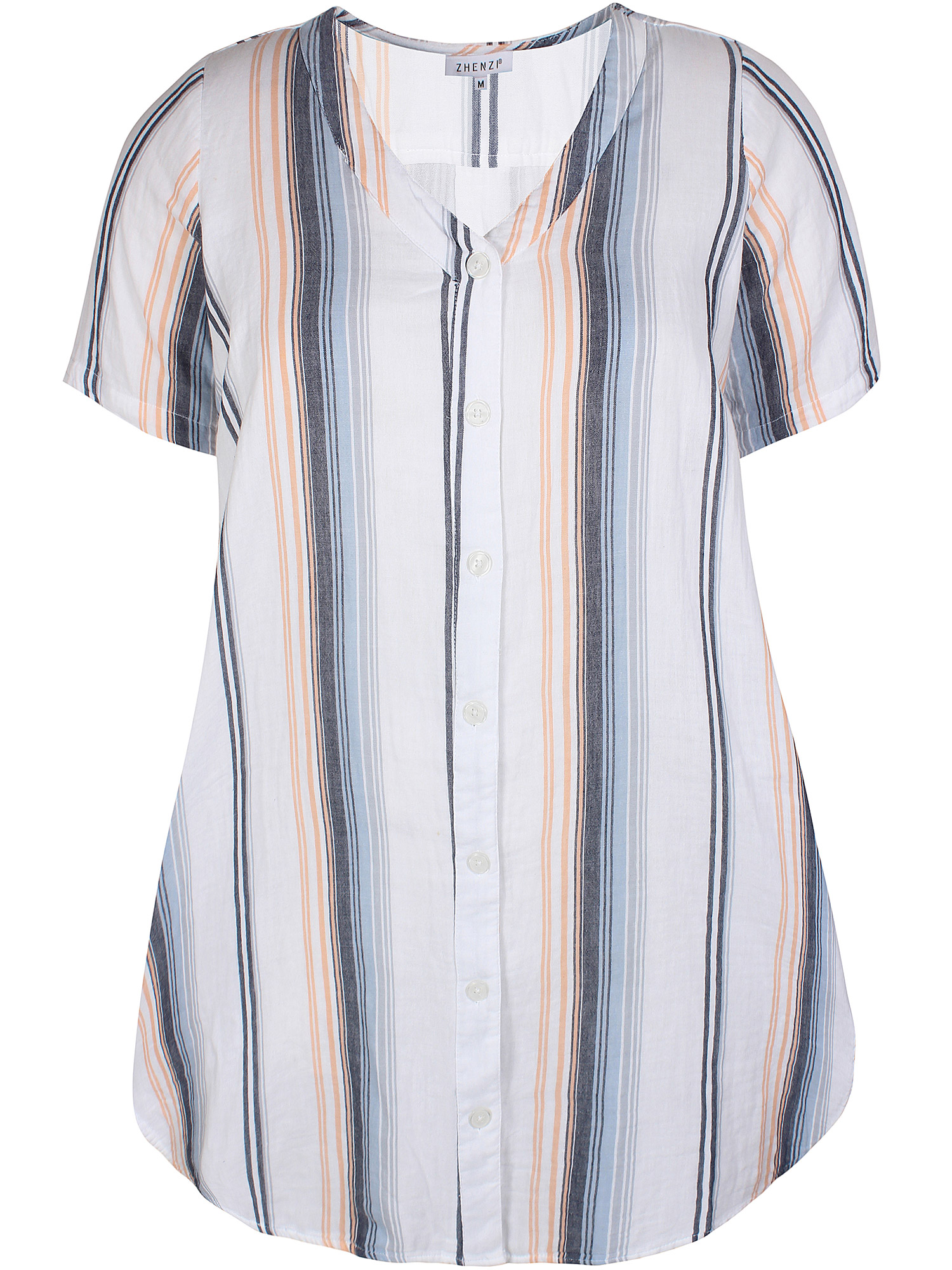 Tamra - Hvid bomulds skjorte tunika med fine striber fra Zhenzi