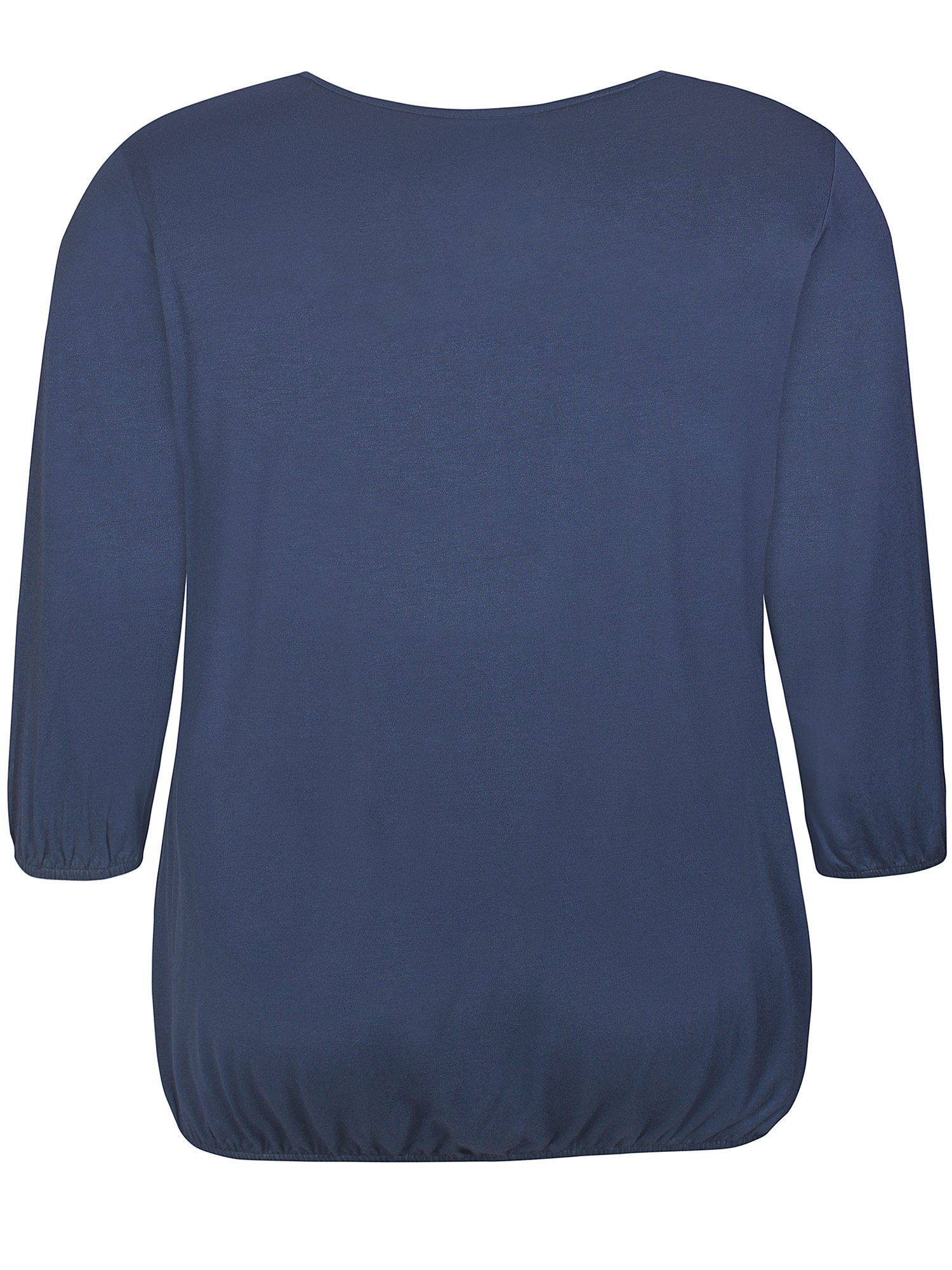 GIRO - Lækker blå jersey bluse med elastik kant og v-hals fra Zhenzi