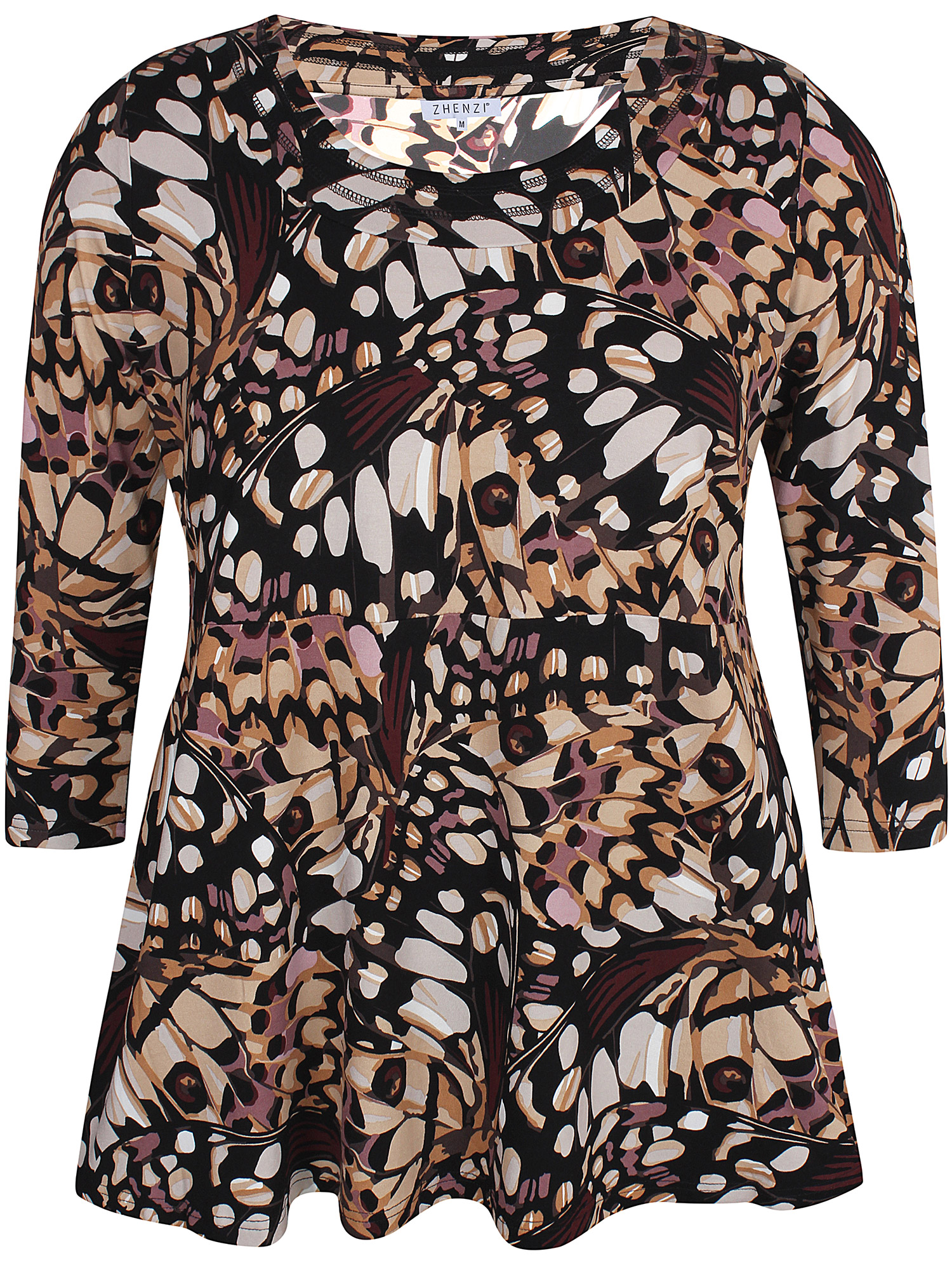 CAMRYN - Lang bluse i viskose jersey med sommerfugle print fra Zhenzi