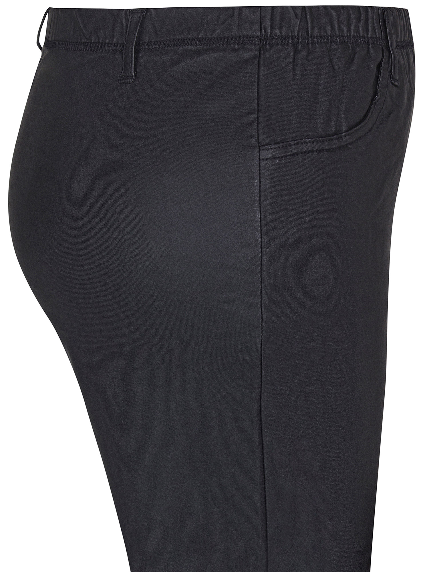 TWIST - Sorte leggings med lommer i blød strækbar skind look fra Zhenzi