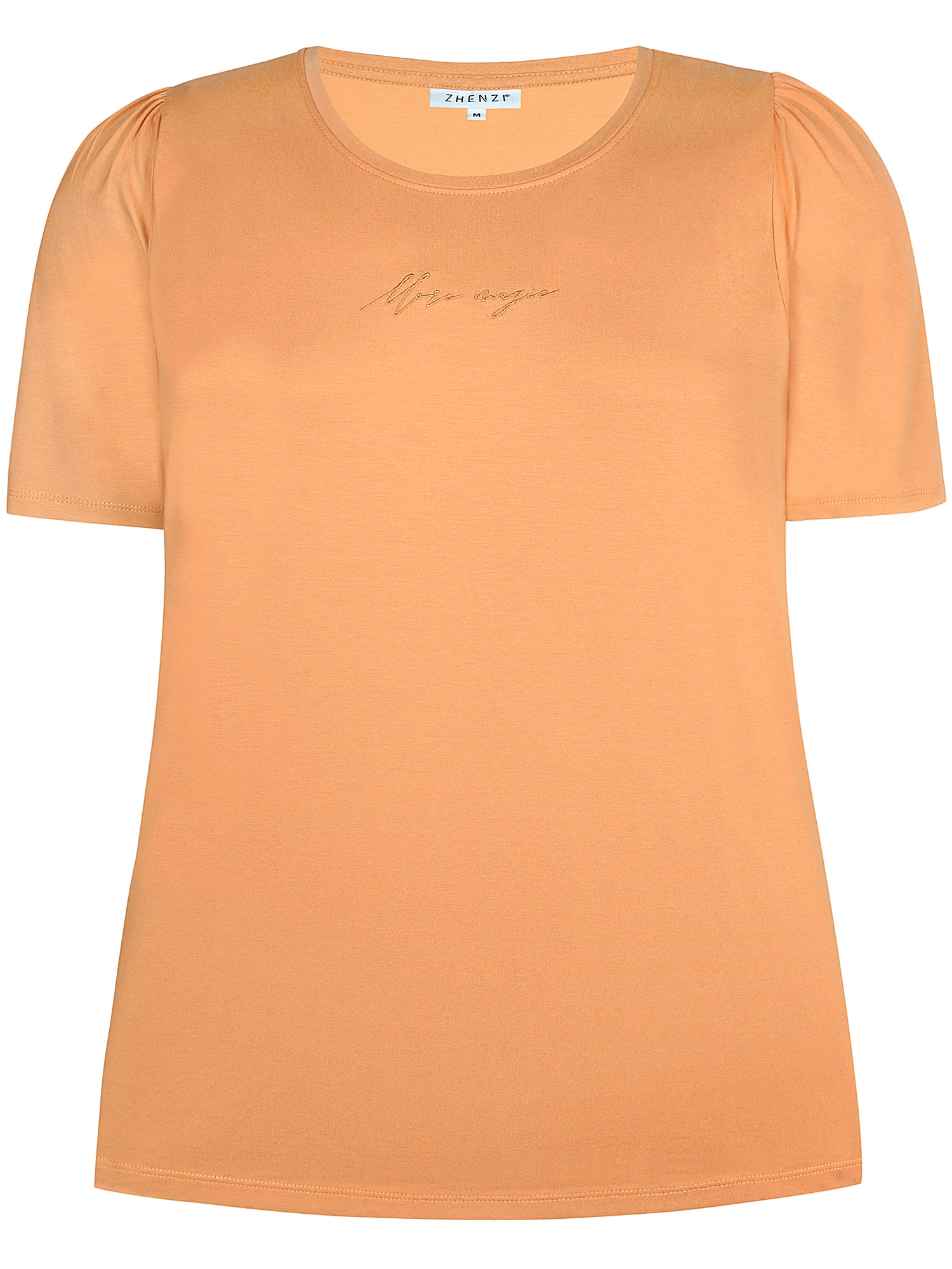 CARLEE - Orange t-shirt i viskose jersey med lille broderi fra Zhenzi