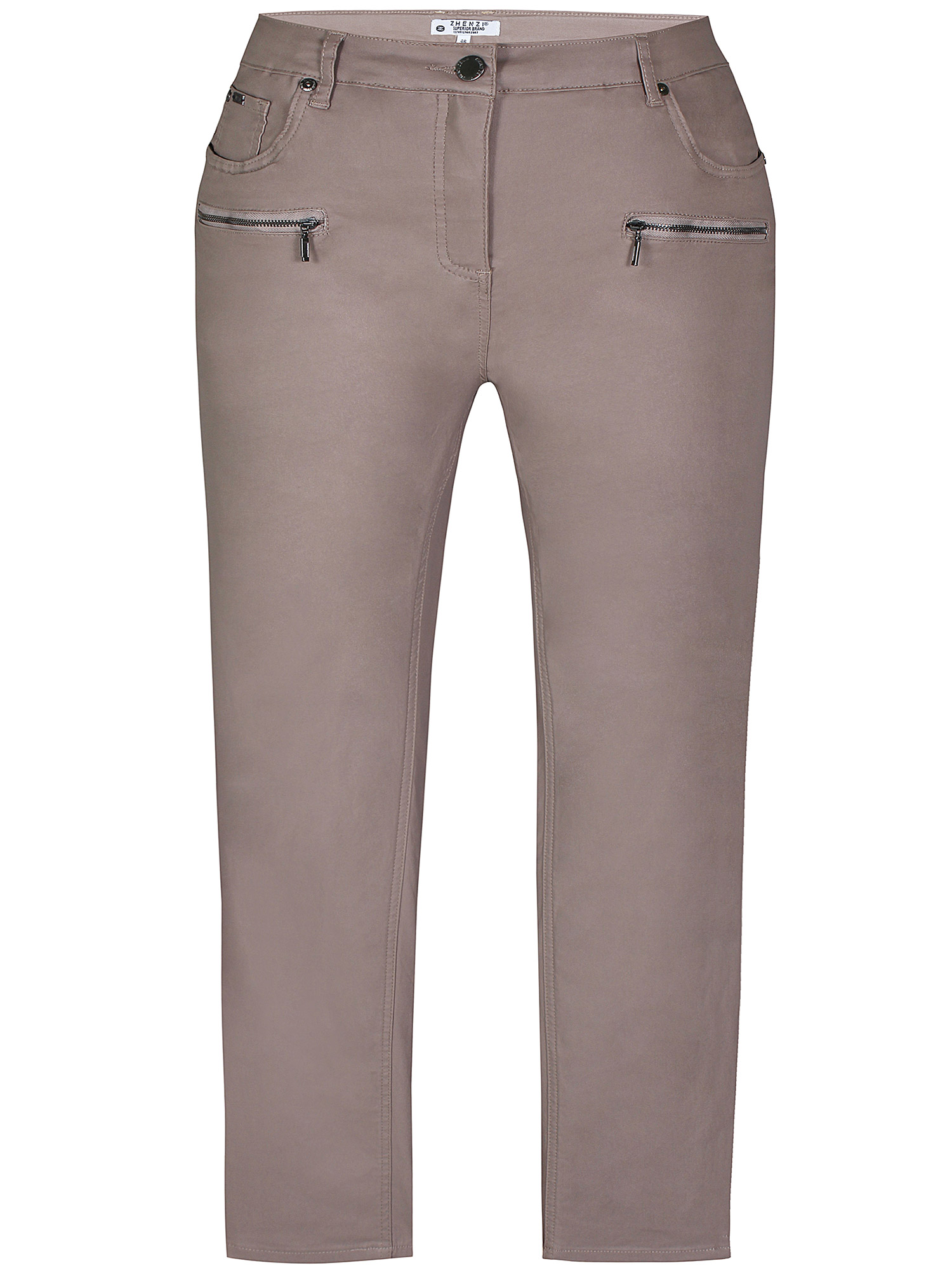 CURVE - Beige strækbare bukser med let blank overflade fra Zhenzi