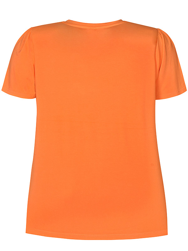 BRINLEY - Orange jersey t-shirt med v-hals fra Zhenzi