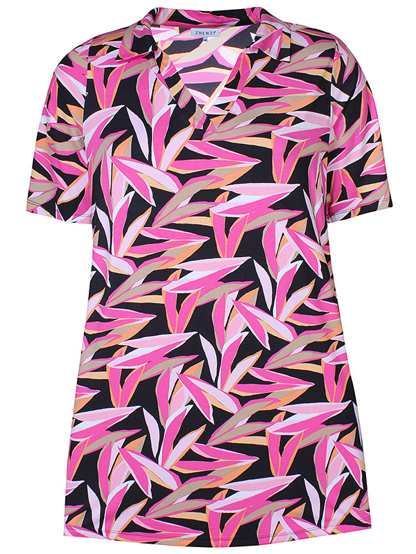 CADENCE - Jersey tunika i pink mønster fra Zhenzi