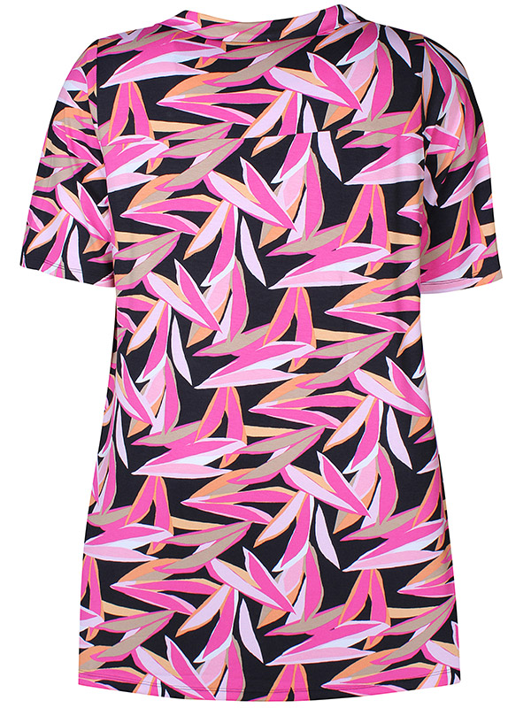 CADENCE - Jersey tunika i pink mønster fra Zhenzi