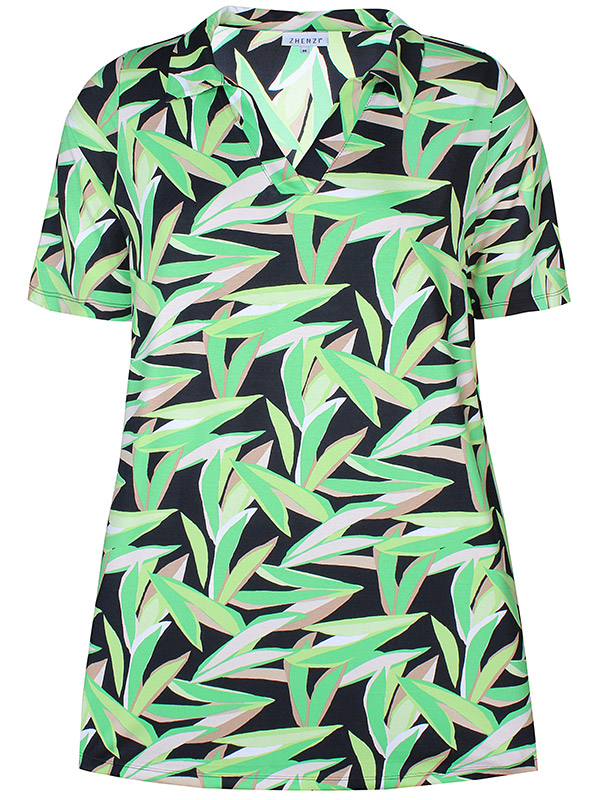 CADENCE - Jersey tunika i grønt mønster fra Zhenzi