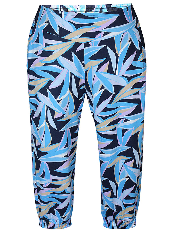 CADENCE - 3/4 jersey bukser i blåt mønster fra Zhenzi