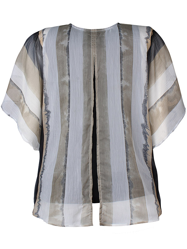 DESIREE - Sort viskose bluse med chiffon overdel i grå toner med flagermus ærmer fra Zhenzi